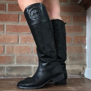 Tory Burch Rare Shimmer Riding Logo Boots